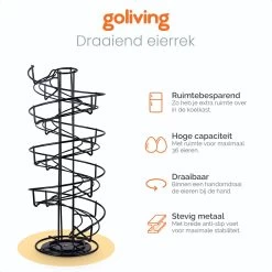 Goliving Eierrek - Eierhouder - Eiermand - Eieren Bewaren - Draaibaar - Ruimtebesparend - RVS - Zwart -Keukenserie Winkel 1200x1200 1216