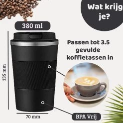 Mmoods Thermosbeker Voor Koffie En Thee 380ml - Koffiebeker To Go - Reisbeker Voor Auto - Herbruikbare Drinkfes Voor Warme En Koude Dranken - Ecologische Thermoskan Zwart Geschenk -Keukenserie Winkel 1200x1200 122