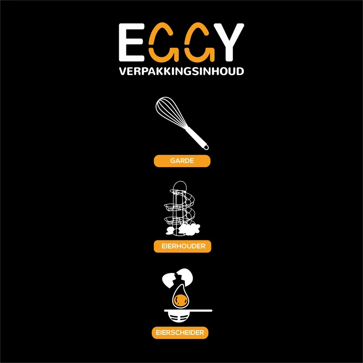 EGGY - Eierhouder - Eierrek Metaal Zwart - Eierrekje - Eierdoos - Eiermand - Eierschaal - Eieren Bewaren Incl. Garde En Eierscheider 4 EGGY - Eierhouder - Eierrek Metaal Zwart - Eierrekje - Eierdoos - Eiermand - Eierschaal - Eieren Bewaren Incl. Garde En Eierscheider - Afbeelding 2