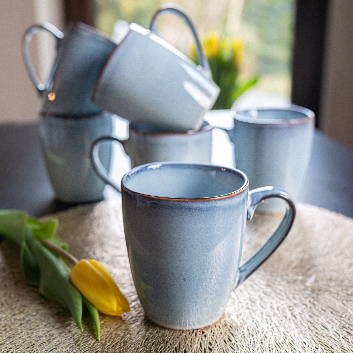 Koffiekopjes - Cappuccino Kop - Theemok - Koffiebeker - Blauw - 320ml - Set Van 6 5 Koffiekopjes - Cappuccino Kop - Theemok - Koffiebeker - Blauw - 320ml - Set Van 6 - Afbeelding 3