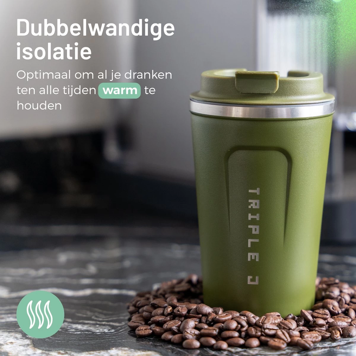 Triple J® Koffiebeker To Go - Thermosbeker - BPA & Lekvrij - 380ml - Groen 7 Triple J® Koffiebeker To Go - Thermosbeker - BPA & Lekvrij - 380ml - Groen - Afbeelding 5