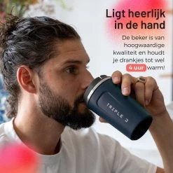 Triple J® Koffiebeker To Go - Thermosbeker - BPA & Lekvrij - 380ml - Blauw -Keukenserie Winkel 1200x1200 358