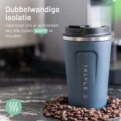 Triple J® Koffiebeker To Go - Thermosbeker - BPA & Lekvrij - 380ml - Blauw -Keukenserie Winkel 1200x1200 361
