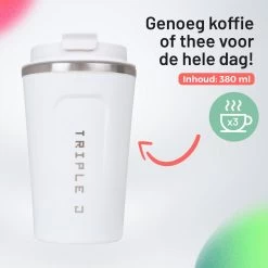 Triple J® Koffiebeker To Go - Thermosbeker - BPA & Lekvrij - 380ml - Wit -Keukenserie Winkel 1200x1200 388