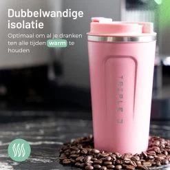 Triple J® Koffiebeker To Go - Thermosbeker - BPA & Lekvrij - 510ml - Roze -Keukenserie Winkel 1200x1200 413