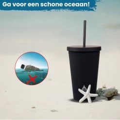 Beker Met Rietje En Deksel Starbucks Milkshake Beker Voor Take Away – Herbruikbare Plastic Drinkbeker Zwart 500ml - VANN -Keukenserie Winkel 1200x1200 510