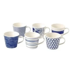 Royal Doulton Pacific - 6x Mok / Beker - Porselein - Wit / Blauw - 450 Ml - Set Van 6 Mokken -Keukenserie Winkel 1200x1200 569