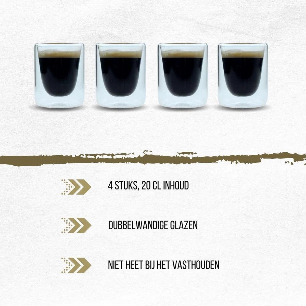 Orange85 Espresso Glazen - Set Van 4 - Kopjes - Dubbelwandig - Glas - 80ml - 5.5 X 7.5 Cm - Koffiekopjes 4 Orange85 Espresso Glazen - Set Van 4 - Kopjes - Dubbelwandig - Glas - 80ml - 5.5 X 7.5 Cm - Koffiekopjes - Afbeelding 2