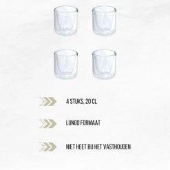 Orange85 Dubbelwandige Koffieglazen - 200 Ml - 4 Stuks - Koffie - Thee - Glas -Keukenserie Winkel 1200x1200 582