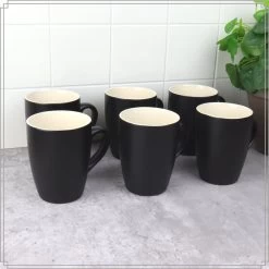 OTIX Koffiekopjes - Met Oor - Set Van 6 - Theekoppen - 340ml - Zwart - Keramiek -Keukenserie Winkel 1200x1200 608