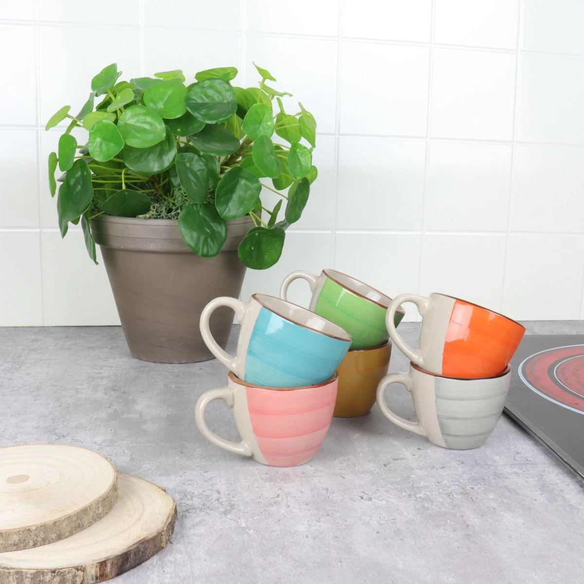 Orange85 Espresso Kopjes - Koffie - Set Van 6 - Meerdere Kleuren - 100 Ml - Aardewerk - Glazen - Met Oor - Koffiekopjes 5 Orange85 Espresso Kopjes - Koffie - Set Van 6 - Meerdere Kleuren - 100 Ml - Aardewerk - Glazen - Met Oor - Koffiekopjes - Afbeelding 3