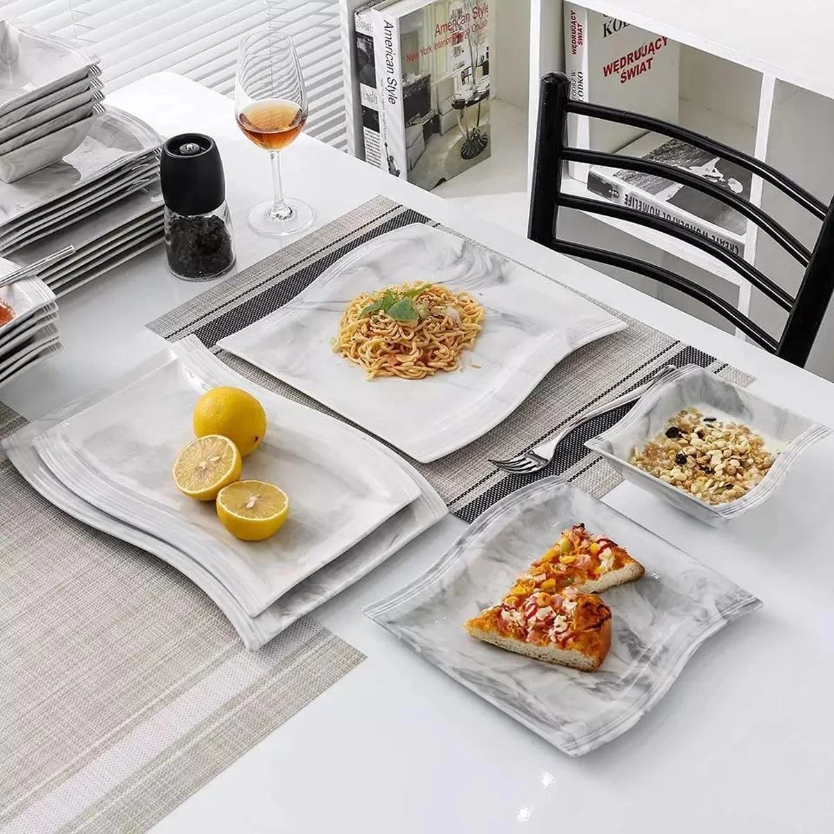 Serviesset 6 Personen - Borden - 26delig - Marmer - Malacasa Flora 6 Serviesset 6 Personen - Borden - 26delig - Marmer - Malacasa Flora - Afbeelding 4