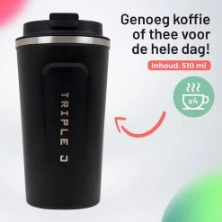 Triple J® Koffiebeker To Go - Thermosbeker - BPA & Lekvrij - 510ml - Zwart -Keukenserie Winkel 1200x1200 67
