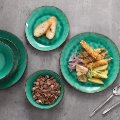 Merkloos Combiservies, 24-delig Coco Tafelservies Van Aardewerk, Raku Glazuur Effect Serviesset, Bevat Mueslikommen, Dessertborden En Dinerborden Voor 8 Personen In Vintage Look, Groen -Keukenserie Winkel 1200x1200 768