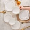 Karaca Adelia -24 Delig-voor 6 Personen -porselein -gouden Half Vierkant Serviesset-goud&wit -Keukenserie Winkel 1200x1200 791
