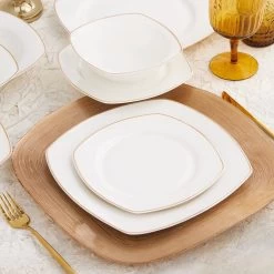 Karaca Adelia -24 Delig-voor 6 Personen -porselein -gouden Half Vierkant Serviesset-goud&wit -Keukenserie Winkel 1200x1200 792