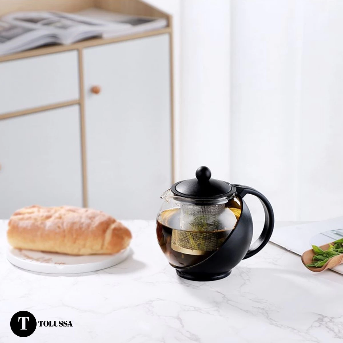 Tolussa Premium Theepot Glas Met Filter - 1.25L - Zwart - Isolerend - Lekt Niet 7 Tolussa Premium Theepot Glas Met Filter - 1.25L - Zwart - Isolerend - Lekt Niet - Afbeelding 5