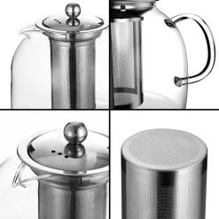 Monzana Theepot Glas - Met Theepotverwarmer – Voor 1,5 Liter RVS Zeef -Keukenserie Winkel 1200x1200 851