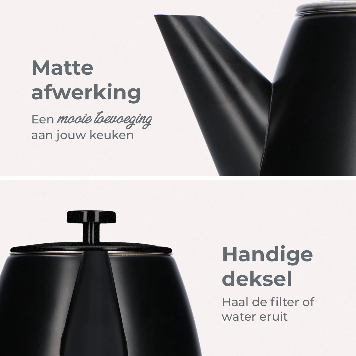 Vaja® Camille Theepot Zwart Met Filter - 1 Liter - RVS - Dubbelwanding 7 Vaja® Camille Theepot Zwart Met Filter - 1 Liter - RVS - Dubbelwanding - Afbeelding 5