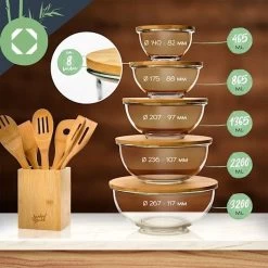 Klarstein Glazen Serveerschaal Met Bamboe Deksel - Afwasmachinebestendig - Veelzijdig Inzetbaar -Keukenserie Winkel 1200x1200 974