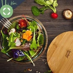 Klarstein Glazen Serveerschaal Met Bamboe Deksel - Afwasmachinebestendig - Veelzijdig Inzetbaar -Keukenserie Winkel 1200x1200 975