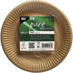 50 X Kartonnen Borden Nature Kraft Karton 19cm /Wegwerp Servies - Feest/verjaardag/BBQ/Picknick Borden Milieuvriendelijk, Biologisch Afbreekbaar /Wegwerp Bordjes Karton