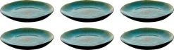 Palmer Bord Lotus 20.5 Cm Zwart Turquoise Stoneware 6 Stuk(s)
