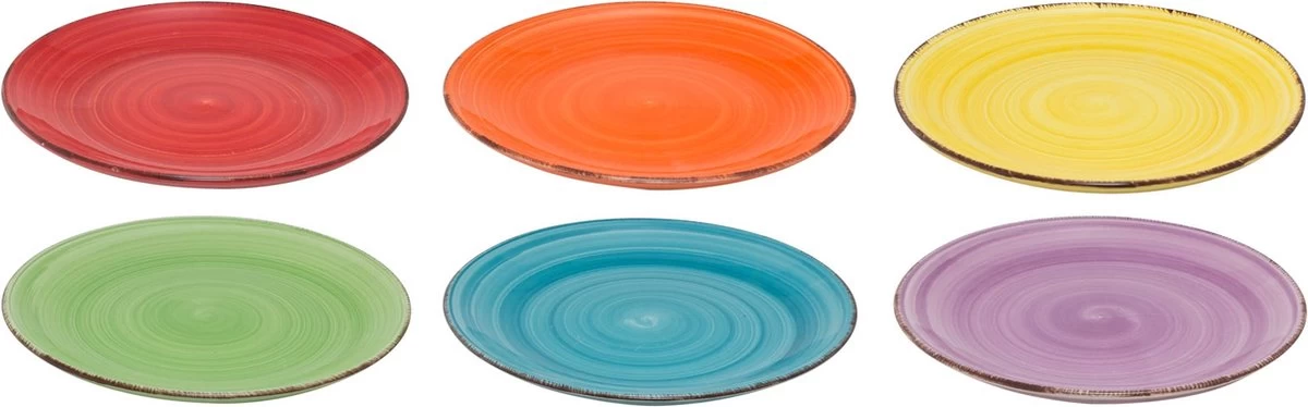 Tavola - Ontbijtbord - Aardewerk - Ø19Cm - Kleurrijk - 6 Stuks - Multi 3 Tavola - Ontbijtbord - Aardewerk - Ø19Cm - Kleurrijk - 6 Stuks - Multi