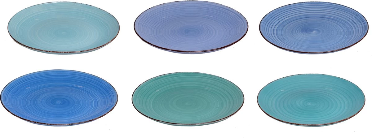 Studio Tavola Dinerborden Ocean Blue ø 26.5 Cm - 6 Stuks 3 Studio Tavola Dinerborden Ocean Blue ø 26.5 Cm - 6 Stuks