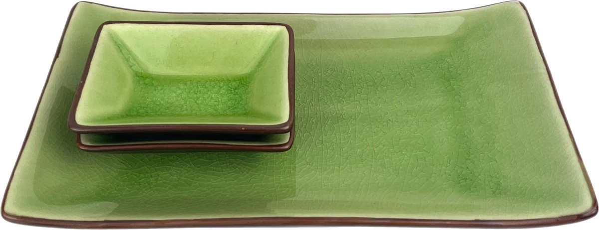 Sushi Servies Set 2 Personen | Groen | Luxe Sushi Servies | Handgemaakt | Sushi Bord En Schaaltjes | 2 Paar Chopsticks | Japanse Kwaliteit | Kirin Gumi Fine Collection | Keramiek | Vaatwasser Bestendig | 5-delig 5 Sushi Servies Set 2 Personen | Groen | Luxe Sushi Servies | Handgemaakt | Sushi Bord En Schaaltjes | 2 Paar Chopsticks | Japanse Kwaliteit | Kirin Gumi Fine Collection | Keramiek | Vaatwasser Bestendig | 5-delig - Afbeelding 3