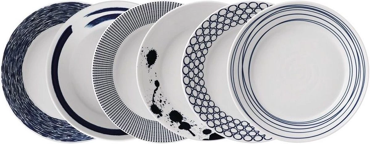 Royal Doulton Pacific - Pastaborden / Bordenset - Porselein - Wit / Blauw - ⌀ 22 Cm - 6 Stuks 9 Royal Doulton Pacific - Pastaborden / Bordenset - Porselein - Wit / Blauw - ⌀ 22 Cm - 6 Stuks - Afbeelding 7
