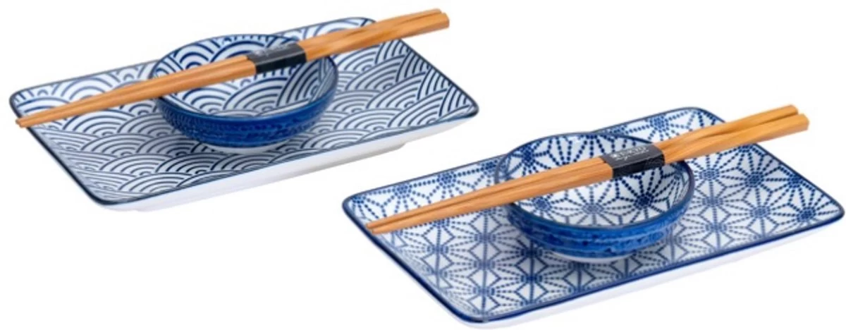 Tokyo Design Studio Nippon Blue Sushiserviesset - Porselein - 6 Delig - 2 Persoons 7 Tokyo Design Studio Nippon Blue Sushiserviesset - Porselein - 6 Delig - 2 Persoons - Afbeelding 5