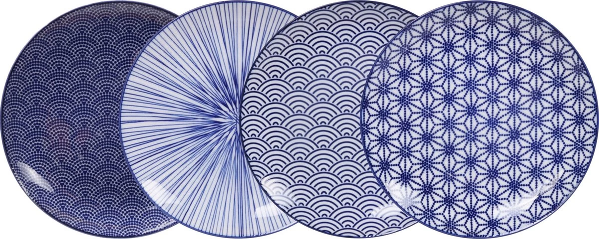 Tokyo Design Studio | Nippon Blue | Set Van 4 Borden Ø 25,7 Cm | Porselein