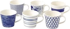 Royal Doulton Pacific - 6x Mok / Beker - Porselein - Wit / Blauw - 450 Ml - Set Van 6 Mokken -Keukenserie Winkel 1200x495 1