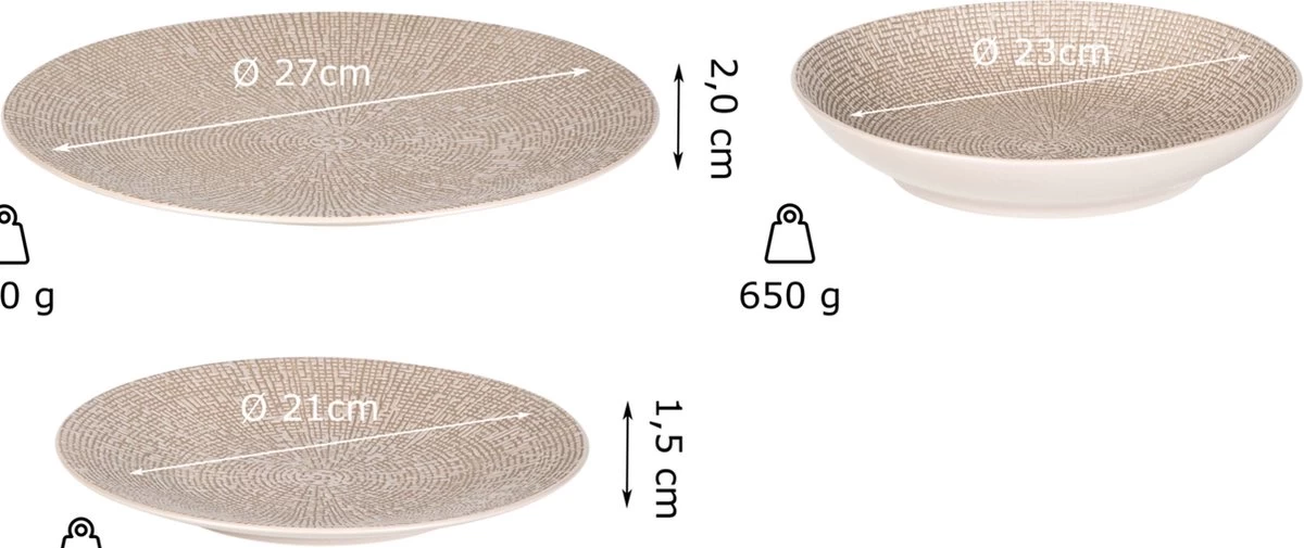 Palmer Bordenset Cubical Stoneware 6-persoons 18-delig Grijs 5 Palmer Bordenset Cubical Stoneware 6-persoons 18-delig Grijs - Afbeelding 3