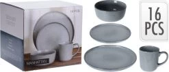 Excellent Serviesset - Servies - 16 Stuks - Aardewerk - Grijs -Keukenserie Winkel 1200x516 1