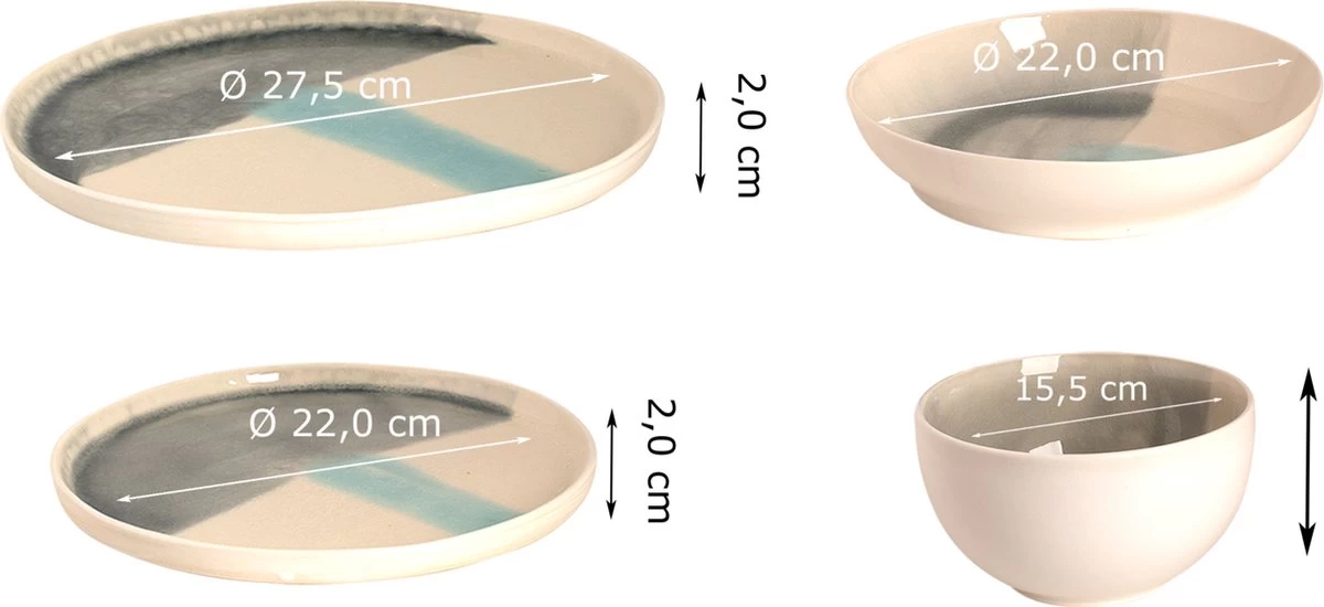 Palmer Serviesset Marlow Stoneware 6-persoons 24-delig Blauw Grijs Wit 7 Palmer Serviesset Marlow Stoneware 6-persoons 24-delig Blauw Grijs Wit - Afbeelding 5