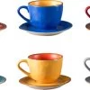 Vivi Oggi - Koffiekopjes Set Van 6 - Ø 9cm - Cappuccino - Kop En Schotel - 150 Ml - Italië