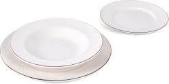 LeRijn® Serviesset Deventer 8 Persoons - 24 Delig - Licht Crème Wit Met Gouden Rand En Motief - Dinerborden - Soepborden - Dessertborden - Borden Servies - Bordenset -Keukenserie Winkel 1200x598 1