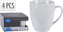 Excellent Houseware Set Van 4x Stuks Bekers/mokken Wit 380 Ml Van Porselein - Melkbekers -Keukenserie Winkel 1200x612