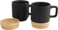 Orange85 Espresso Kopjes - Zwart - Set Van 4 - Met Bamboe Onderzetter - Met Oor - Koffiekopjes -Keukenserie Winkel 1200x624
