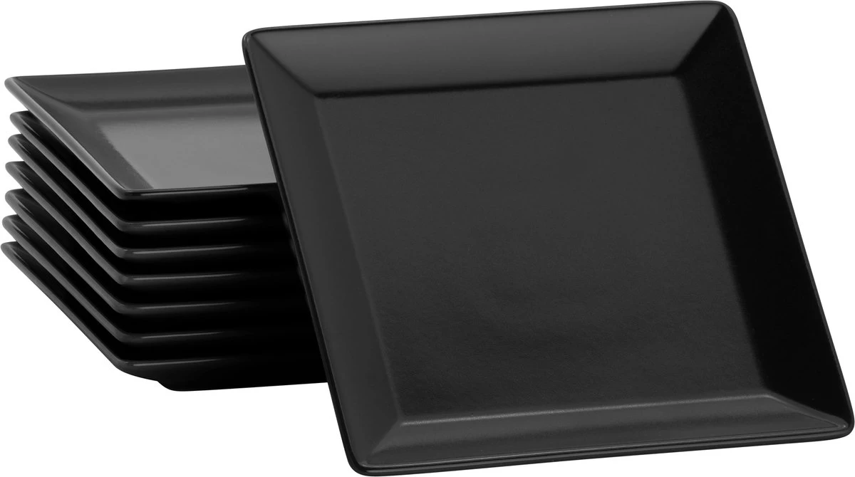 Lite-Body Hermes Gebaksbordjes - Set Van 8 Stuks - Ø16 Cm - Zwart Mat 3 Lite-Body Hermes Gebaksbordjes - Set Van 8 Stuks - Ø16 Cm - Zwart Mat