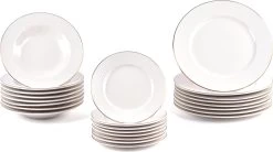 LeRijn® Serviesset Deventer 8 Persoons - 24 Delig - Licht Crème Wit Met Gouden Rand En Motief - Dinerborden - Soepborden - Dessertborden - Borden Servies - Bordenset -Keukenserie Winkel 1200x671