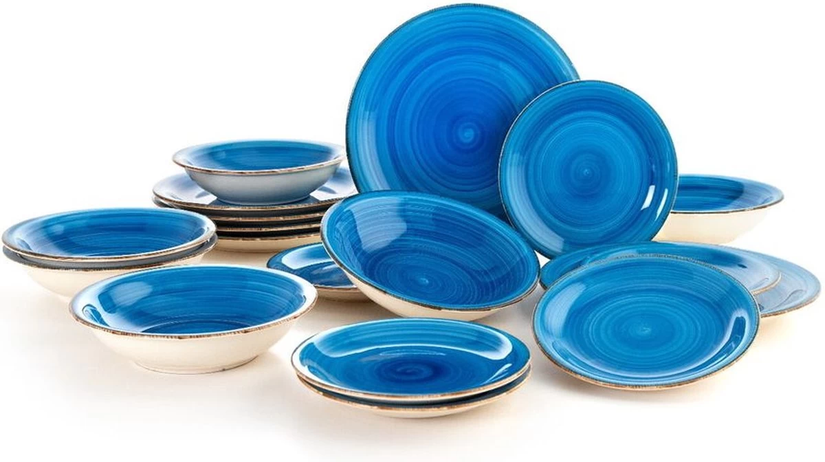 Quid | 18-delige Bordenset | Aardenwerk Bordenset | Vita Azul | Blauw 3 Quid | 18-delige Bordenset | Aardenwerk Bordenset | Vita Azul | Blauw