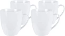 Excellent Houseware Set Van 4x Stuks Bekers/mokken Wit 380 Ml Van Porselein - Melkbekers -Keukenserie Winkel 1200x682 1