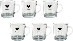 Theeglas Set Van 6 Theeglazen Theeglas 250 Ml Transparant Glas Hart Love Theemok