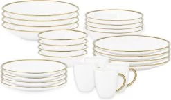 Vtwonen Serviesset - Wit-Goud - Porselein - 24-delig