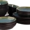 Palmer Serviesset Lotus Stoneware 6-persoons 24-delig Zwart Turquoise -Keukenserie Winkel 1200x707 2