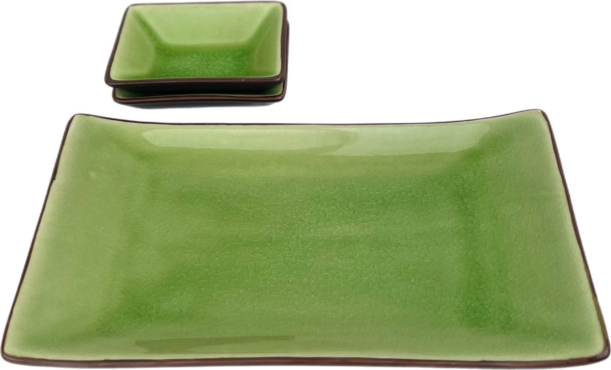 Sushi Servies Set 2 Personen | Groen | Luxe Sushi Servies | Handgemaakt | Sushi Bord En Schaaltjes | 2 Paar Chopsticks | Japanse Kwaliteit | Kirin Gumi Fine Collection | Keramiek | Vaatwasser Bestendig | 5-delig 7 Sushi Servies Set 2 Personen | Groen | Luxe Sushi Servies | Handgemaakt | Sushi Bord En Schaaltjes | 2 Paar Chopsticks | Japanse Kwaliteit | Kirin Gumi Fine Collection | Keramiek | Vaatwasser Bestendig | 5-delig - Afbeelding 5