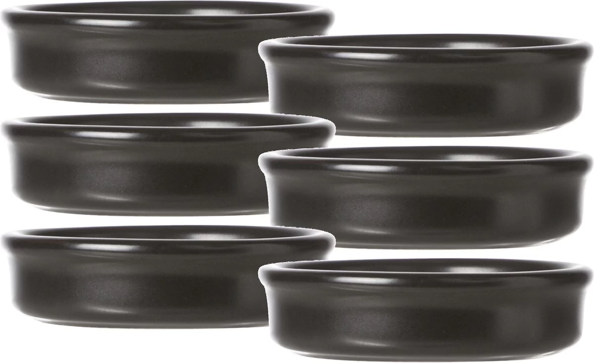 6x Creme Brulee Mini Schaaltjes/bakjes Zwart 7,5 Cm Van Aardewerk - 80 Ml - Tapas Schaaltjes 3 6x Creme Brulee Mini Schaaltjes/bakjes Zwart 7,5 Cm Van Aardewerk - 80 Ml - Tapas Schaaltjes